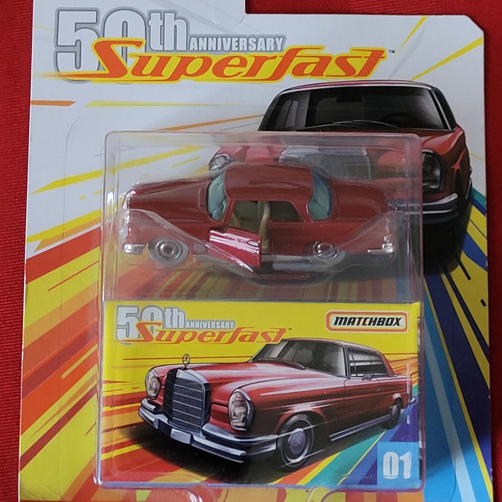 2018 MATCHBOX, 50TH. ANNIVERSARY 1962 MERCEDES BENZ 220SE, #1, MINT IN PACKAGE!!